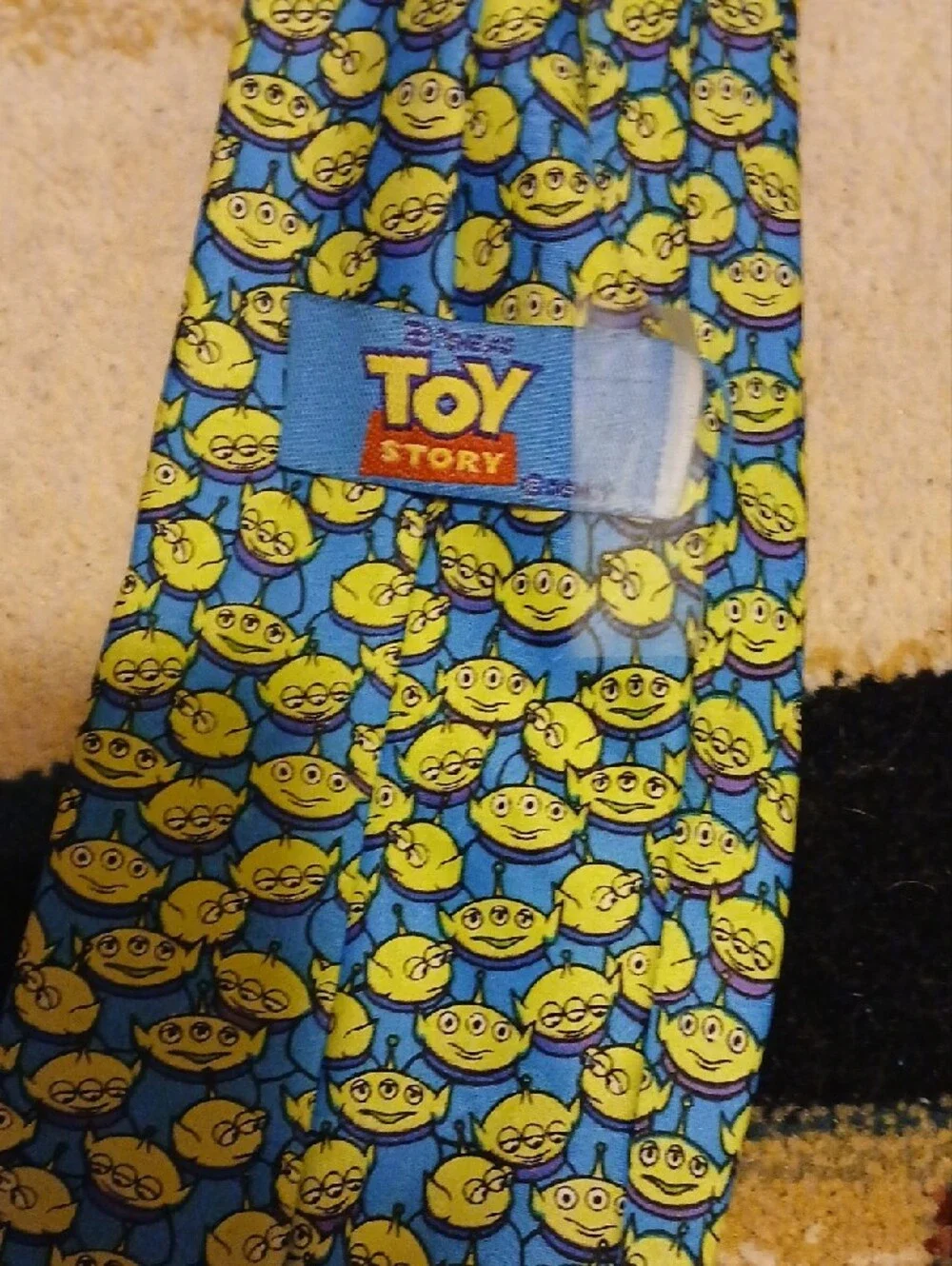 Disney Blue Tie with Yellow Alien Smile Pattern Toy Story Tie
